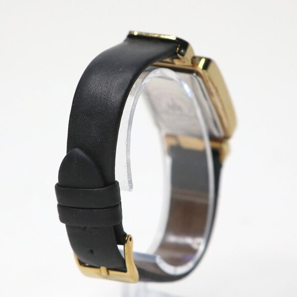 Disney Parks Mickey Mouse Analog Watch Art Deco Gold Black Leather Rhinestones - Picture 9 of 14